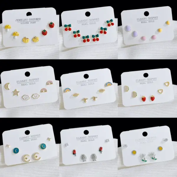 Wholesale 1 Set Sweet Heart Shape Plating Copper Ear Studs