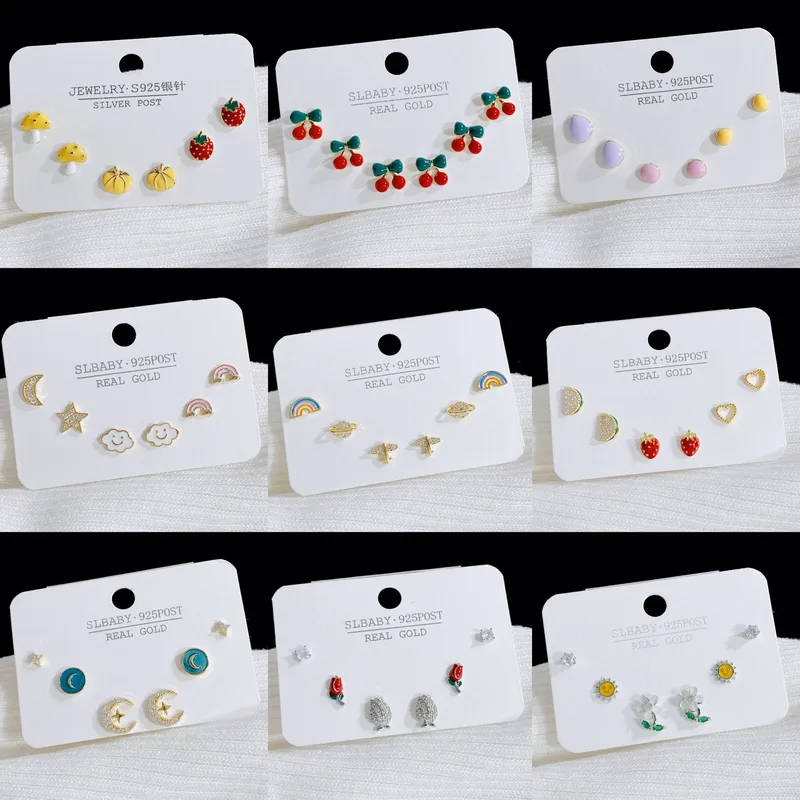 Wholesale 1 Set Sweet Heart Shape Plating Copper Ear Studs