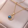Wholesale Jewelry Vintage Style Geometric Starry Sky Titanium Steel Diamond Pendant Necklace