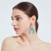 Wholesale European and American Cross-border Horseshoe Fan-shaped Acrylic Turquoise Earrings Alloy Vintage Bohemian Ethnic Style Earrings