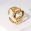Wholesale PVD Coated Real Gold Plated 18K Gold Oval Solid Color 304 Stainless Steel Simple Style Waterproof Non Tarnish Open Ring