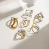 PVD Coated Real Gold Plated Irregular 304 Stainless Steel Modern Style Simple Style Waterproof Non Tarnish Open Rings Rings