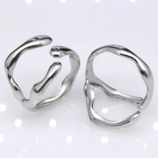 Wholesale 1 Piece Simple Style Irregular Solid Color Titanium Steel Plating Open Ring