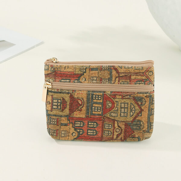 Wholesale Original wood grain double layer coin purse card case key case data cable storage bag