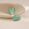 Wholesale 1 Pair Casual Simple Style Heart Shape Enamel 304 Stainless Steel Imitation Gold Electroplating Ear Studs