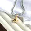 Wholesale Luxurious Simple Style Shiny Star Heart Shape Copper 18k Gold Plated Silver Plated Zircon Pendant Necklace In Bulk