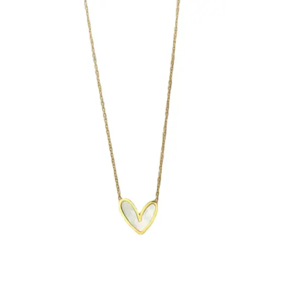 oly-14ea0e3712ac94055b961e2e3c8e09e7 Wholesale PVD Coated Real Gold Plated 18K Gold Heart Shape 304 Stainless Steel Simple Style Waterproof Non Tarnish 304 Stainless Steel Pendant Necklace