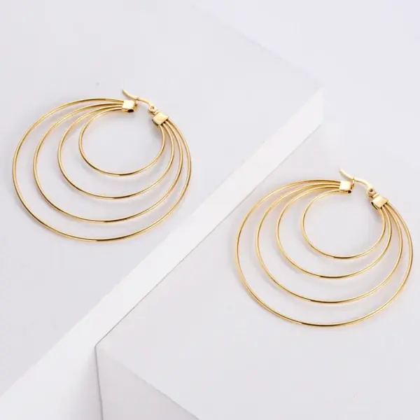 Wholesale Exaggerated Water Droplets Plating Stainless Steel No Inlaid 18K Gold Plated Earrings