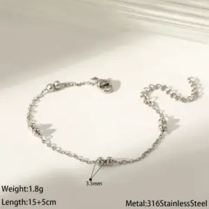 Steel Color 04 Flat Cross Double Bead Bracelet