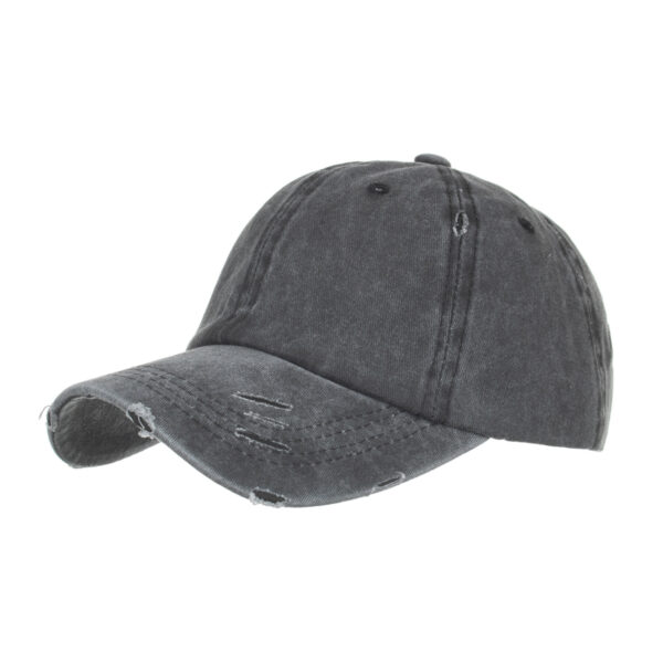 Wholesale Cross-border beautiful goods ponytail broken hole cap children do old washed baseball cap curved eaves light board cap solid color cap B838