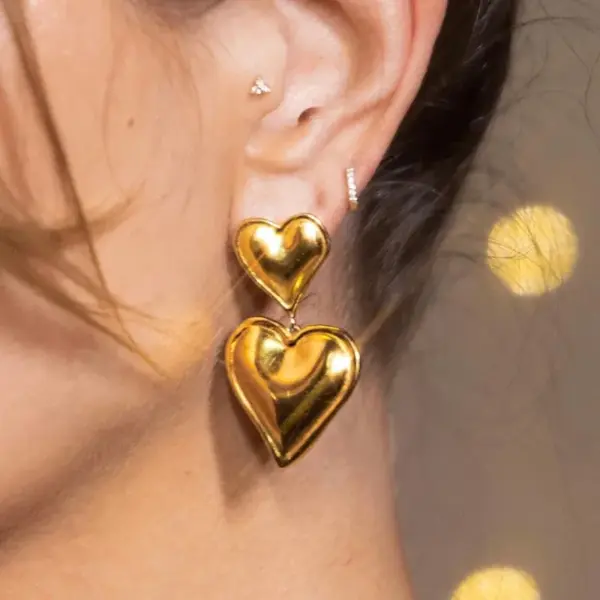 1 Pair IG Style Basic Streetwear Heart Shape Plating 304 Stainless Steel Stainless Steel Earrings