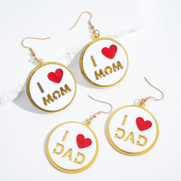 Wholesale Cross-border Mother's Day pattern round pendant earrings elegant simple acrylic jewelry fashion gift ear jewelry