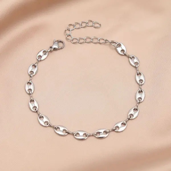 Wholesale Simple Style Geometric 304 Stainless Steel 18K Gold Plated Bracelets In Bulk