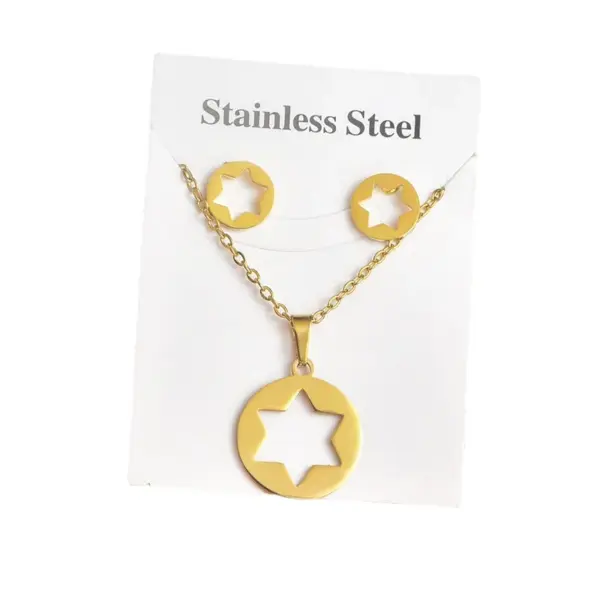 Wholesale Simple Style Palm Moon Paw Print Titanium Steel Women's Earrings Necklace 1 Set