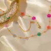 Wholesale Jewelry IG Style Sweet Flower 304 Stainless Steel 18K Gold Plated PVD Coated Beaded Bracelets