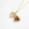 Wholesale Jewelry Sweet Heart Shape Titanium Steel Rhinestones 18K Gold Plated Inlay Locket Necklace