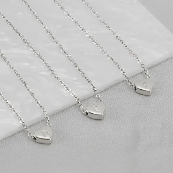 Wholesale Stainless Steel Simple Style Commute Polishing Plating Inlay Letter Heart Shape Necklace