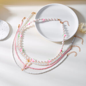 Pink strawberry necklace