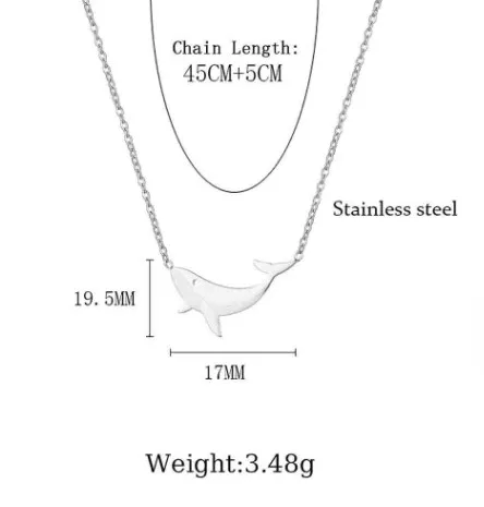 Wholesale PVD Coated Real Gold Plated 18K Gold Whale 304 Stainless Steel Casual Cartoon Style Streetwear Waterproof Non Tarnish 304 Stainless Steel Pendant Necklace