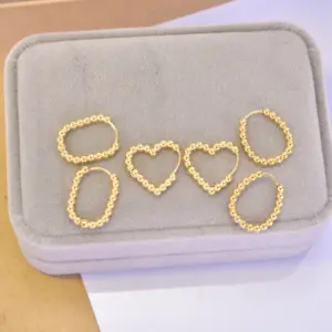 304 Stainless Steel Geometric Water Droplets Heart Shape PVD Coated 18K Real Gold Plated 18K Gold Simple Style Waterproof Non Tarnish Gold Hoop Earrings