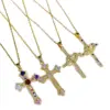 Wholesale Fashion Cross Copper Inlay Zircon Pendant Necklace 1 Piece