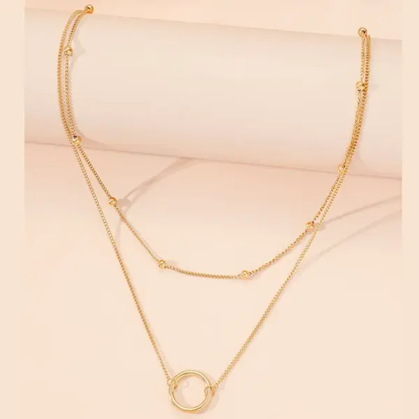 Wholesale PVD Coated 18K Gold Plated Circle Titanium Steel Casual Modern Style Waterproof Non Tarnish 304 Stainless Steel Layered Necklaces