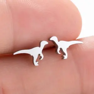 PVD Coated 18K Gold Real Gold Plated Dinosaur 304 Stainless Steel Simple Style Waterproof Non Tarnish Ear Studs