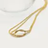 PVD Coated 14K Gold Real Plated Solid Color Knot 304 Stainless Steel Modern Style Commute Waterproof Non Tarnish Double Layer Necklaces