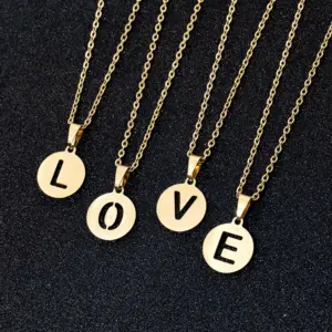 Wholesale Jewelry Simple Style Letter Stainless Steel 18K Gold Plated Plating Necklace