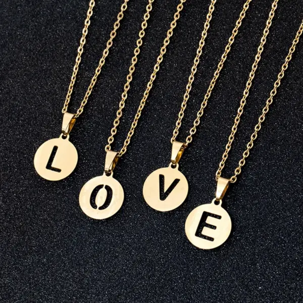 Wholesale Jewelry Simple Style Letter Stainless Steel 18K Gold Plated Plating Necklace