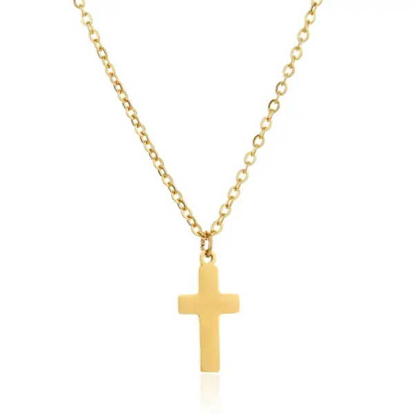 Wholesale Jewelry Simple Style Cross Titanium Steel 18K Gold Plated Plating Pendant Necklace