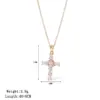 Ion Plating (IP) 16K Gold Platinum Real Gold Plated Cross 304 Stainless Steel Cute Rock Romantic Waterproof Non Tarnish 304 Stainless Steel Lobster Trigger Clasp Closure Pendant Necklace
