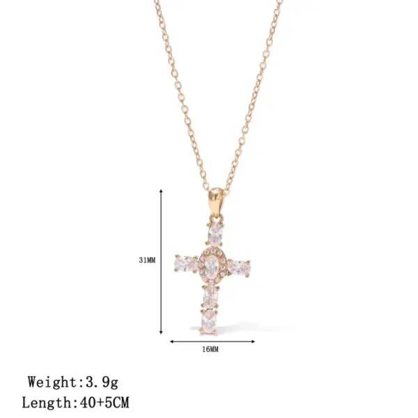 Ion Plating (IP) 16K Gold Platinum Real Gold Plated Cross 304 Stainless Steel Cute Rock Romantic Waterproof Non Tarnish 304 Stainless Steel Lobster Trigger Clasp Closure Pendant Necklace