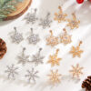 Wholesale Diamond-encrusted winter snowflake earrings