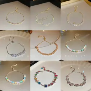 Wholesale Elegant Lady Flower Copper Inlay Zircon Bracelets