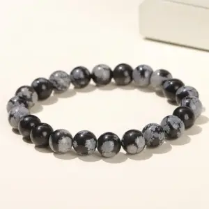 Natural Snowflake Stone Bracelet / Diameter 6.1-6.8mm (about 30-32 Pieces)