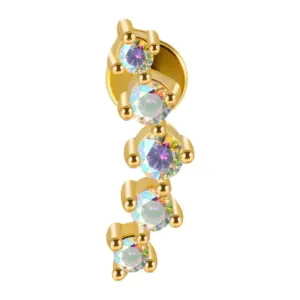 Gold/1.3*1.1cm-Grab Opal AB Diamond Arc / 1.2x6mm