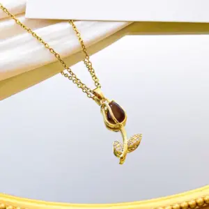 Xl2981 Brown Opal Necklace / Gold