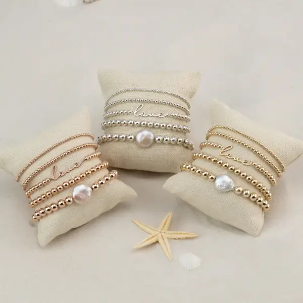 Wholesale Freshwater Pearl Copper Ethnic Style Bohemian Beaded Plating Love Bracelets