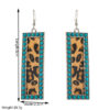Wholesale European and American Cross-Border Western Style Diamond-Encrusted Pink Turquoise Sequin Leopard Print Leather Earrings New Retro Elegant Earrings for Women