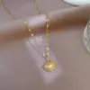 Wholesale Jewelry Simple Style Shell Copper Artificial Pearls Zircon 18K Gold Plated Gold Plated Pendant Necklace
