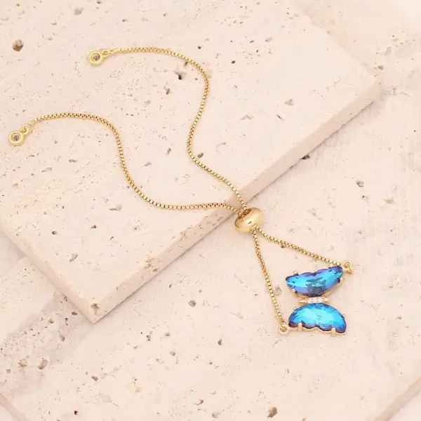 Copper 18K Gold Plated Sweet Butterfly Butterfly Zircon Bracelets