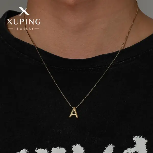 Wholesale 304 Stainless Steel 18K Gold Plated XUPING Simple Style Letter Necklace