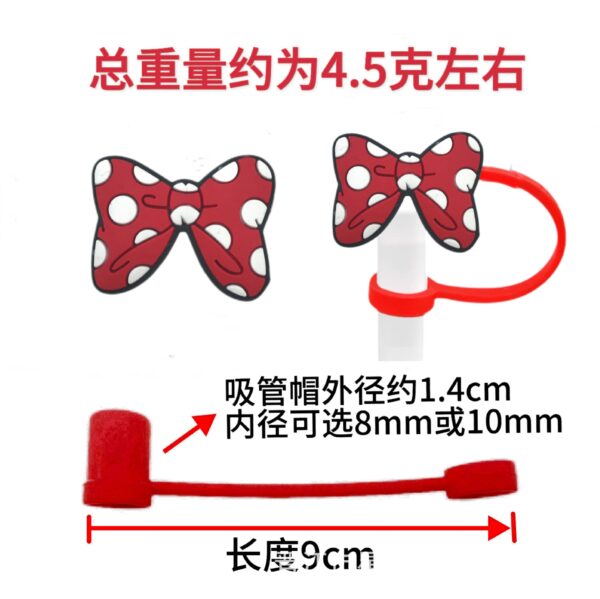 Wholesale Bow Straw Set Straw Cap Silicone Dust Plug Cute Anime Party Straw Decorative in stock