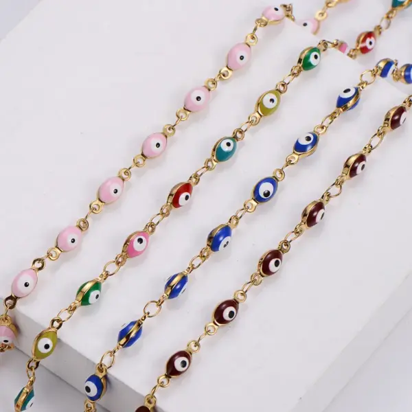 Wholesale PVD Coated 18K Gold Plated Eye 304 Stainless Steel Ethnic Style Waterproof Non Tarnish 304 Stainless Steel Bracelets