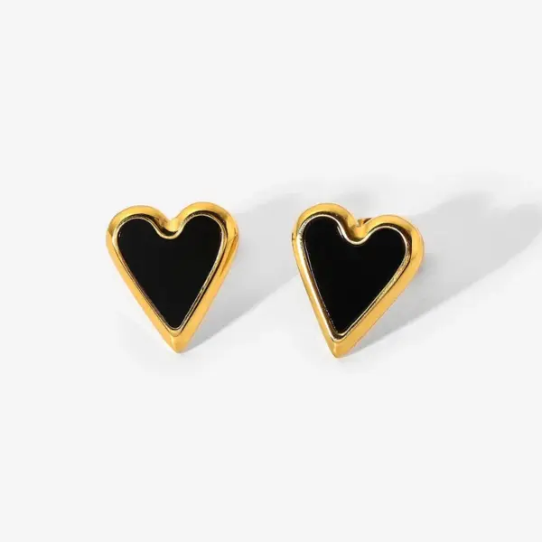 PVD Coated Real Gold Plated Heart 304 Stainless Steel Fashion Waterproof Non Tarnish 316 Stainless Steel Ear Studs