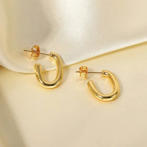 Wholesale Fashion Geometric Plating 304 Stainless Steel No Inlaid PVD Coated Earrings