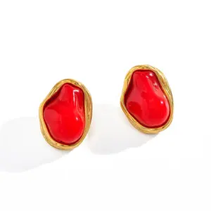 Red stud earring