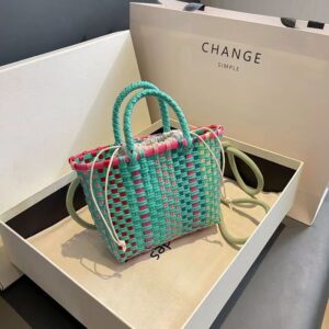 Wholesale New Colorful Rattan Bucket Bag Women's Bag Small Straw Bag Satchel Vegetable Basket Bag Crossbody Woven Satchel