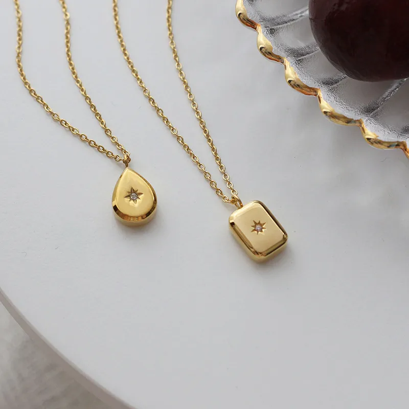 Wholesale PVD Coated Real Gold Plated Water oplets Titanium Steel Fashion Waterproof Non Tarnish Pendant Necklace